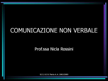 COMUNICAZIONE NON VERBALE