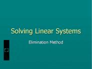 Solving Linear Systems