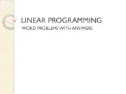 LINEAR PROGRAMMING