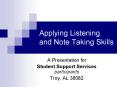 Applying Listening and Note Taking Skills PowerPoint PPT Presentation