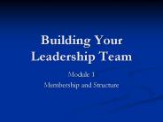 Building Your Leadership Team