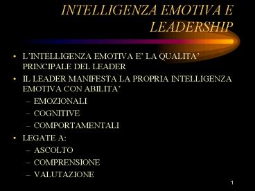 INTELLIGENZA EMOTIVA E LEADERSHIP