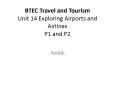 BTEC Travel and Tourism Unit 14 Exploring Airports and Airlines P1 and P2 PowerPoint PPT Presentation