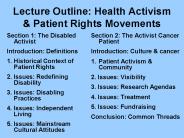 Lecture Outline: Health Activism