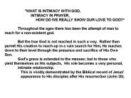 "WHAT IS INTIMACY WITH GOD,