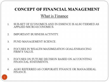 CONCEPT OF FINANCIAL MANAGEMENT