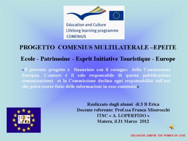 Realizzato dagli alunni di 3 B Erica