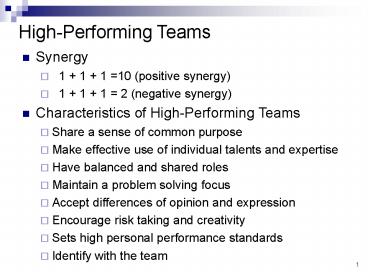 High-Performing Teams