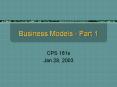 Business Models - Part 1 PowerPoint PPT Presentation