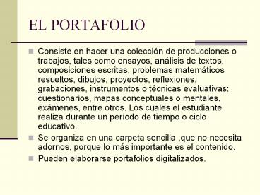 EL PORTAFOLIO