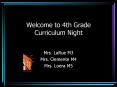 Welcome to 4th Grade Curriculum Night PowerPoint PPT Presentation