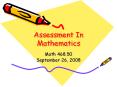 Assessment In Mathematics PowerPoint PPT Presentation