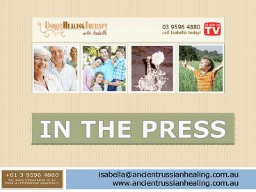 Unique Healing Therapy - In the Press
