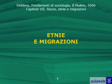ETNIE E MIGRAZIONI