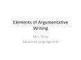 Elements of Argumentative Writing PowerPoint PPT Presentation