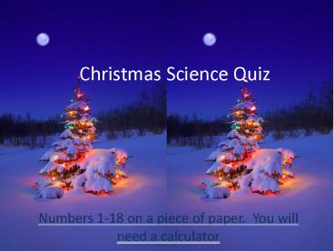 Christmas Science Quiz