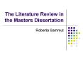 The Literature Review in the Masters Dissertation PowerPoint PPT Presentation