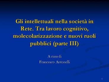 Gli intellettuali nella societ