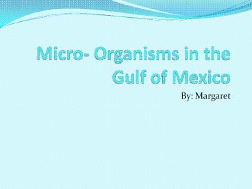 Micro- Organisms in the Gulf of Mexico