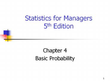 Statistics for Managers 5th Edition