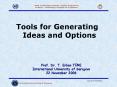 Tools for Generating Ideas and Options PowerPoint PPT Presentation