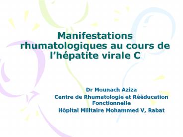 Manifestations rhumatologiques au cours de l