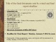Title of the final documents sent by e-mail and final report deadline PowerPoint PPT Presentation