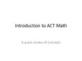 Introduction to ACT Math PowerPoint PPT Presentation