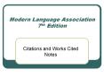Modern Language Association 7th Edition PowerPoint PPT Presentation