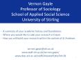 Vernon Gayle Professor of Sociology School of Applied Social Science University of Stirling PowerPoint PPT Presentation