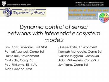 Dynamic control of sensor networks with inferential ecosystem models
