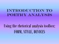 Introduction to Poetry Analysis PowerPoint PPT Presentation