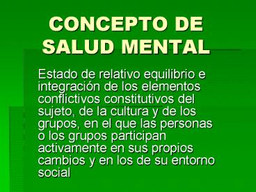 CONCEPTO DE SALUD MENTAL