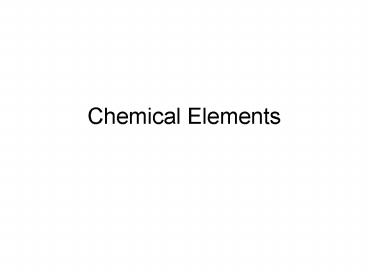 Chemical Elements