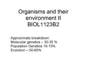 Organisms and their environment II BIOL1123B2