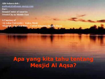 Apa yang kita tahu tentang Mesjid Al Aqsa?