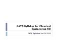 GATE Syllabus for Chemical Engineering-CH PowerPoint PPT Presentation