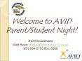 Welcome to AVID Parent/Student Night! PowerPoint PPT Presentation