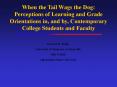 When the Tail Wags the Dog: Perceptions of Learning and Grade Orientations, in and by, Contemporary College Students and Faculty   Howard R. Pollio University of Tennessee-Knoxville  Hall P. Beck Appalachian State University PowerPoint PPT Presentation