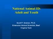 National Animal ID: Adult and Youth