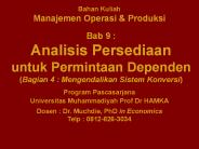 Bahan Kuliah Manajemen Operasi