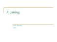 Meaning PowerPoint PPT Presentation