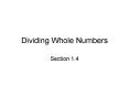 Dividing Whole Numbers PowerPoint PPT Presentation