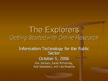 The Explorers Getting Started with Online Research