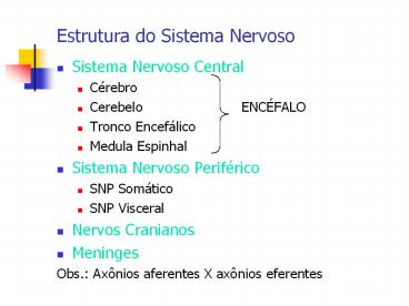 Estrutura do Sistema Nervoso