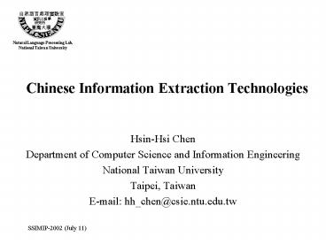 Chinese Information Extraction Technologies