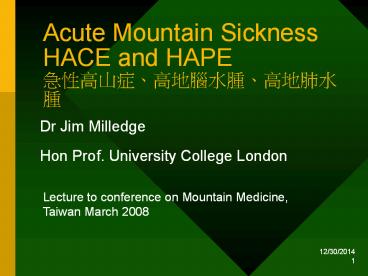Acute Mountain Sickness HACE and HAPE ?????????????????