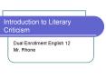 Introduction to Literary Criticism PowerPoint PPT Presentation