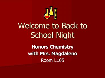 Welcome to Back to School Night