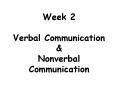 Week 2 Verbal Communication PowerPoint PPT Presentation